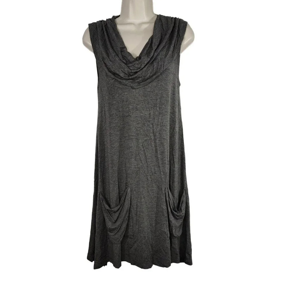 Soft Surroundings Jersey Knit Sleeveless Draped Shift Swing Dress Grey Size XS